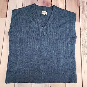 VTG LL Bean Men Sweater Vest L Alpaca Wool Textured Ribbed Stripes 1950s-60s‎